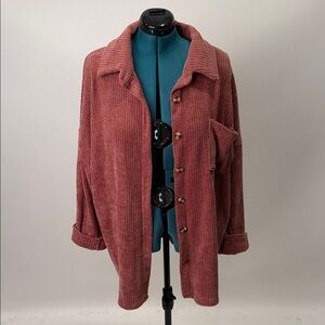 7th Ray Textured Shacket Jacket in Dusty Rose